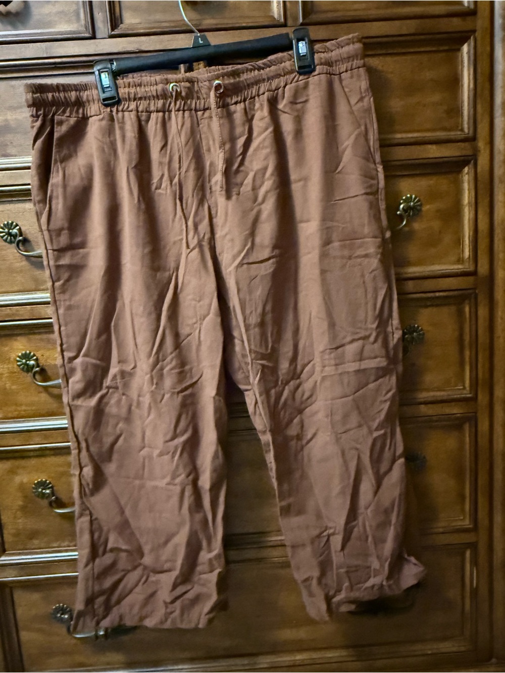 Women’s Casual Drawstring Capri Pants — Brown